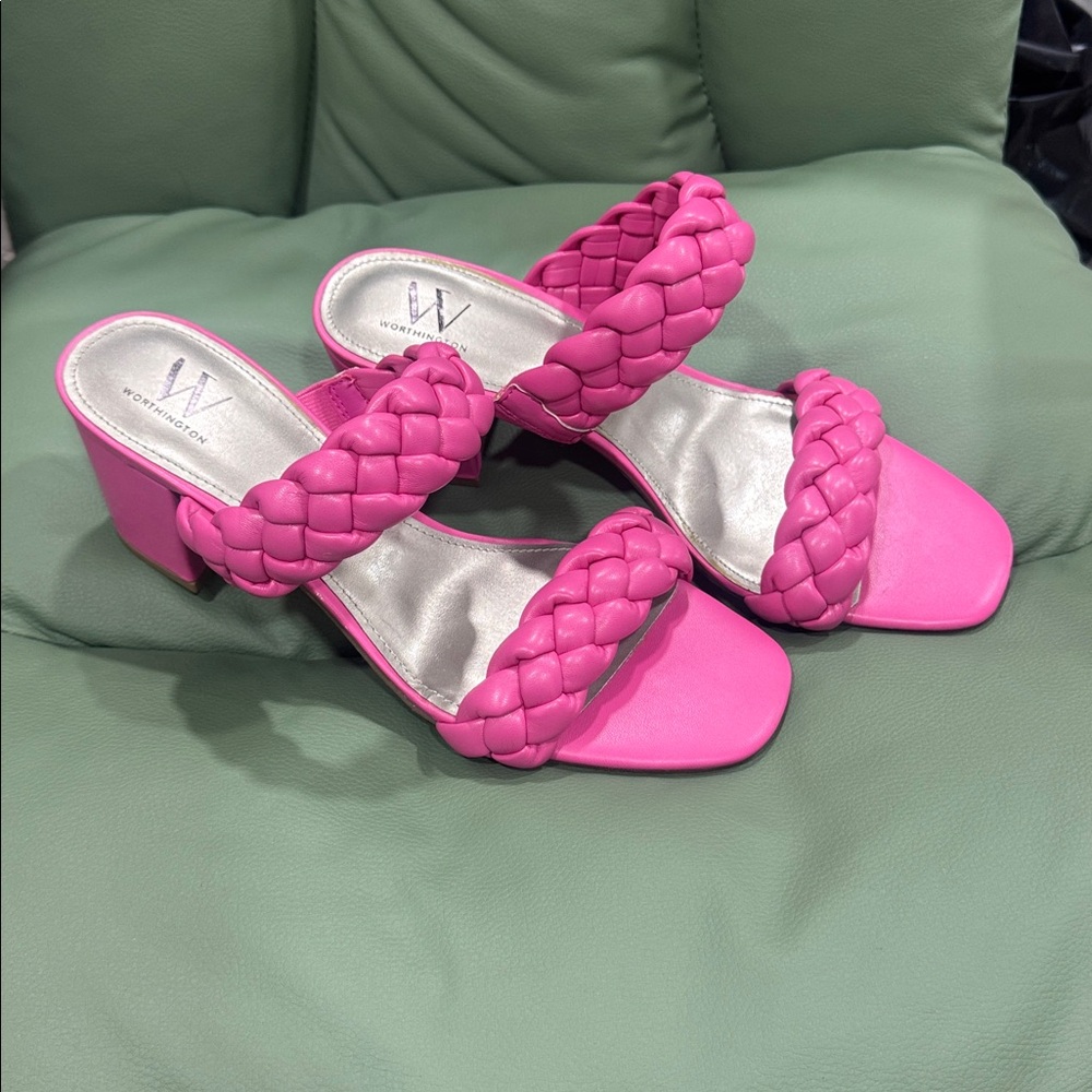 Worthington Pink Braided Heeled Sandals